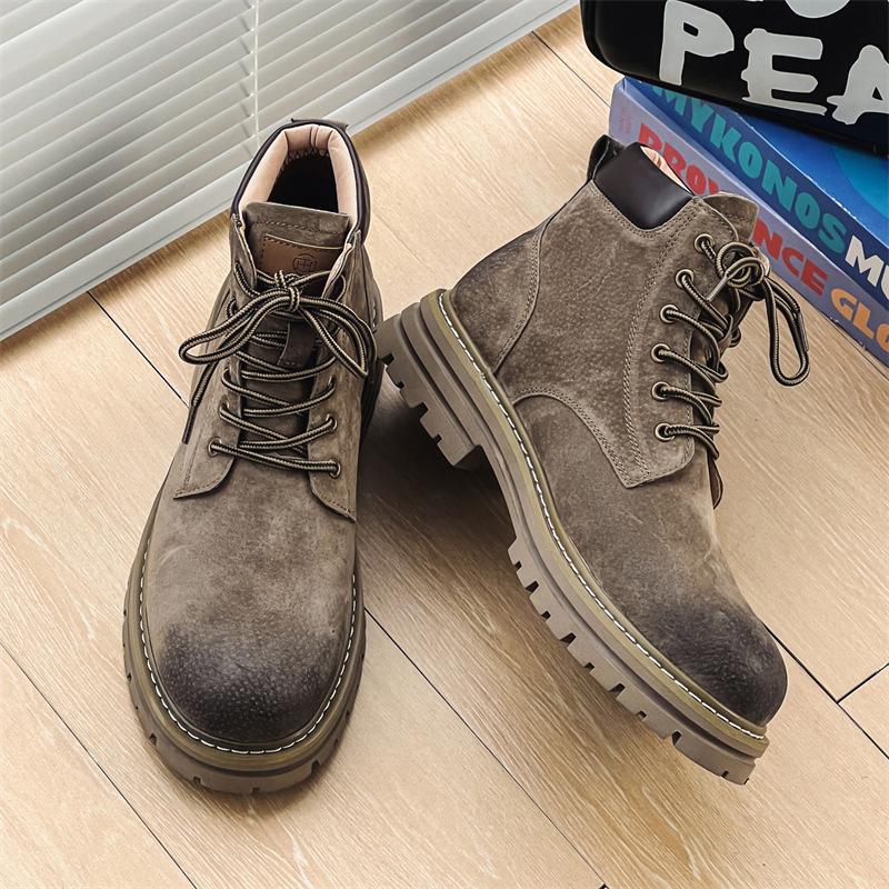 American Retro Martin Boots Men's and Women's 2025 Winter Velvet Platform Couple Tooling Boots Trendy shoes-J