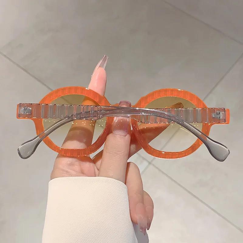 Vintage Unique Stripe Round Sunglasses Women For Men Fashion Double Candy Color Shades Uv400 Punk Trend Luxury Sun Glasses