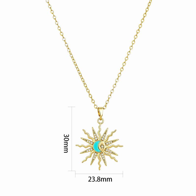 

Золотая (18 карат) медная цепочка с луной, звездой и цирконами, с бриллиантами золотой