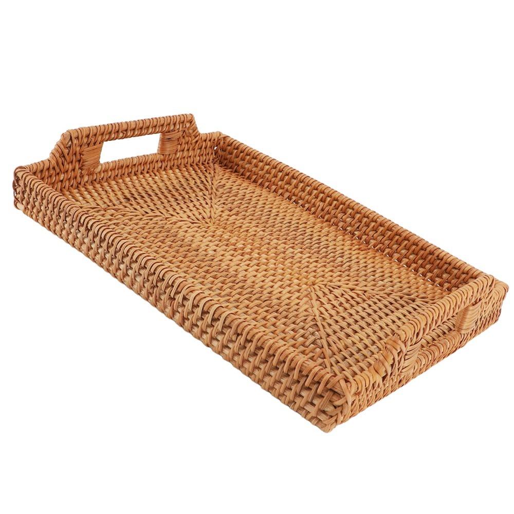 Side Handles Serving Tray Woven Craft Decorative Tray Multi Functional Tray with Handles  Picnic