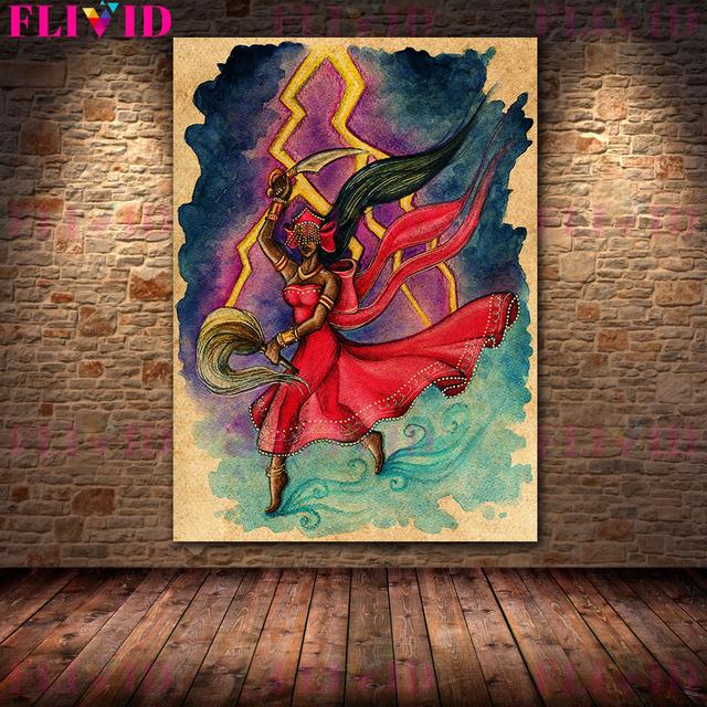 Poster e Stampa Artistica di Evil Wonderland e Strega dello Zodiaco Tramonto Unicorno e Strega che Prepara Vintage