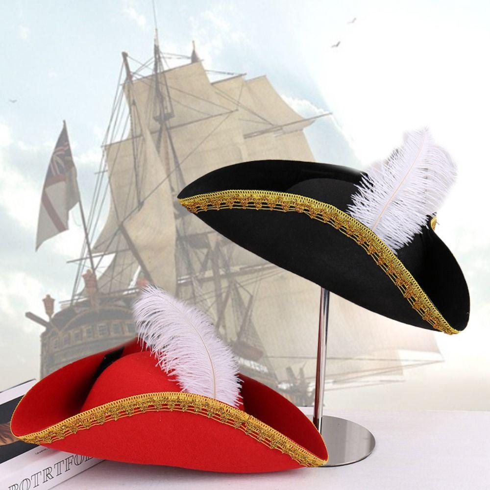 Stage Performance Pirate Hat Carnival Party Comfortable Cosplay Pirate Hat Felt Material Costume Party Pirate Cap Photo Prop