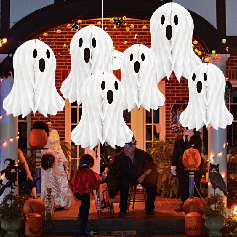 Halloween Ghost Hive DIY Hangings Atmosphere Props White Creative Design Paper Funny Handicrafts Hom Party Decoration Various Size