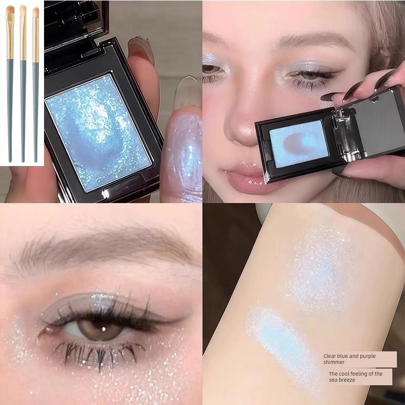 Make up a Single One! Crystal Gray Pink Monochrome Eyeshadow High-Gloss Flash Multi-Purpose Cream Smoked Pearlescent Thin and Glittering Blue Sequin