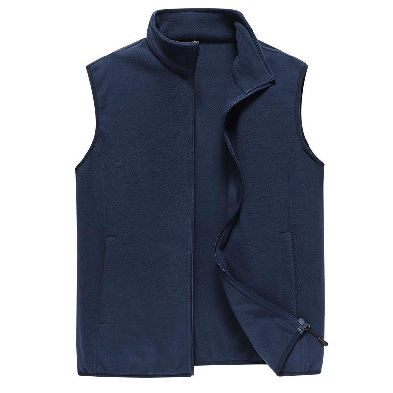 Herre høst- og vintervest i dobbeltsidig fleece - Ståkrage, Tykk, Varm, Sporty og Avslappet Stil.