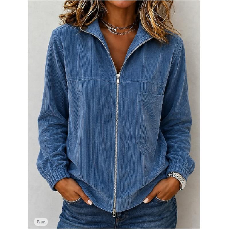 Women S Corduroy Jacket Autumn Casual Solid Color Ladies Outerwear