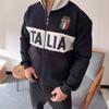 Unisex Streetwear Oversized Zip-Up Hoodless Sweatshirt With Embroidery Stand Collar Loose Fit Winter