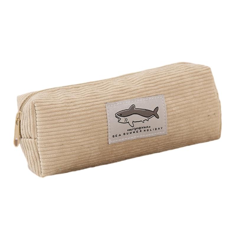 

Embroidery Pencil Case Pen Case Pencil Pouch Shark Pencil Bag Makeup Bag Desk Organizers for Student бежевий
