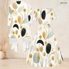 Women Plus Size Two Piece Set Printed Open Front Mid Sleeve Cardigan Square Neck Short Sleeve Tie Waist Flared Black Dress