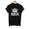 2023 Casual KING QUEEN Print Couple T Shirt Short Sleeve O Neck Loose Lovers' T Shirt Women Men Tops