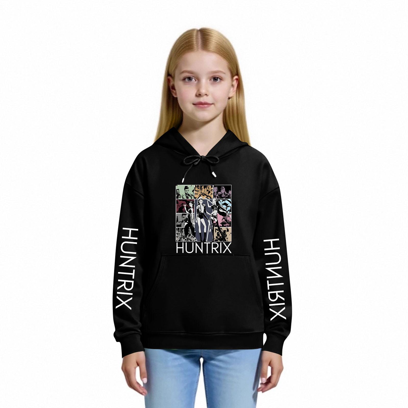 

Детская толстовка с капюшоном для мальчиков и девочек, модная толстовка с длинными рукавами и принтом 100 чёрный