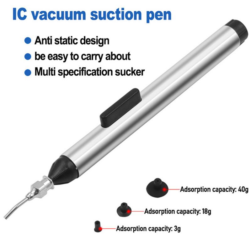 Vacuum Suction Pen Kit With 3 Suction Cups Aluminum Alloy Pick Up Tool For SMD Patch/IC/BGA Chip
