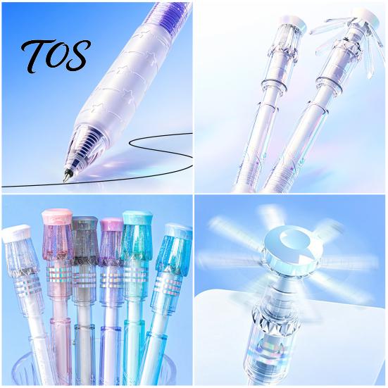 Comfortable Grip Pens Turbine Spinning Gel Pen, Stress Relief Gyro Top Quick-drying Precision Writing Tools 0.5mm Black Ink Pen for Office School And