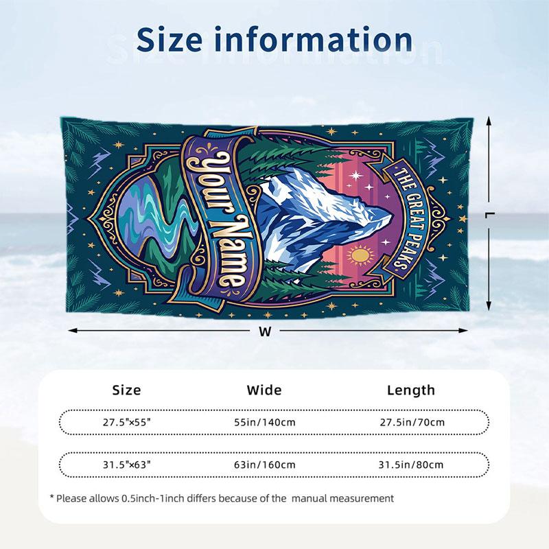 Adventure Journey Theme Beach Towel Personalized Custom Name & Text Soft Quick Dry Beach Towel for Swimming Travel