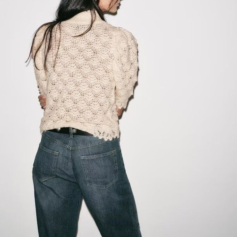 Za New Fall Women's Clothing 2025 Fashion Wind French Style Design Fashion Romantic Rib Knitwear 3991102