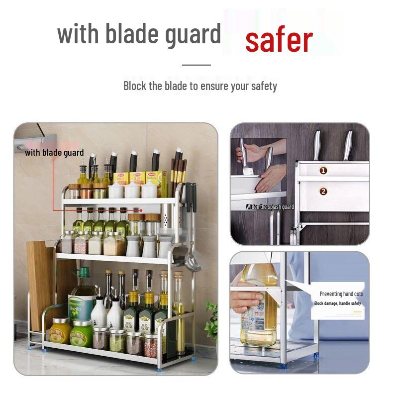 Stainless Steel Kitchen Storage Rack & Knife Holder Organizer