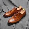 Luxury Italian Mens Wedding Dress Shoes Genuine Leather Handmade Brogue Wingtip Oxford Shoes Black Brown Formal Shoes for Men