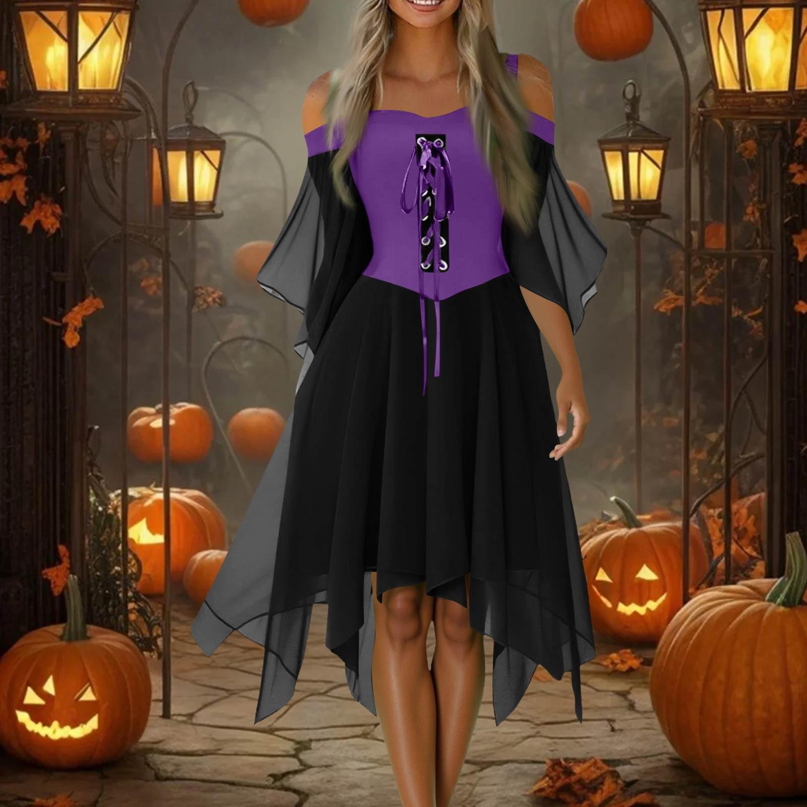 

Женское повседневное платье больших размеров с открытыми плечами, однотонное шифоновое платье с рукавами-бабочками в готическом стиле L фиолетовый