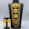 Nahöstlich Arabisch Vergoldet 24k Gold Hohl Blume Ohrringe Halskette Set Dubai Braut Hochzeit Schmuck