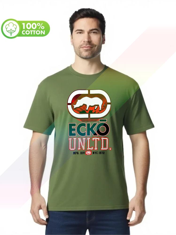 100% Cotton Round Neck Heavy Weight Men's T-shirt Ecko_unltd Novelty Short Sleeve O Neck Cotton Casual Plus Size S-xxxl