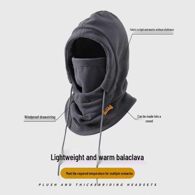 

Очень толстая ветрозащитная велосипедная маска для лица для мужчин и женщин - Зимняя шапка и головной убор большого размера One Size серый
