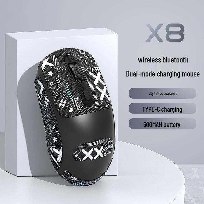 

Беспроводная Bluetooth мышь X8 двухрежимная с противоскользящими и персонализированными наклейками - Игровая и офисная периферия высокого класса