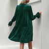 Amazon Europe and the United States cross-border foreign trade women's clothing autumn atmosphere elegant skirt V-neck ruffle edge velvet dress