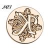 Decorative Wax Seal Stamp Iris A-Z Initial Alphabet Head, Brass Engraved Vintage Sealing Head for Wedding Invitations Envelopes Journal Gift Packaging