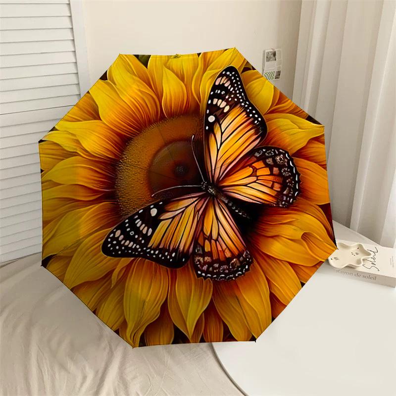 

1 шт. Зонт-бабочка с подсолнухом - 8 ребер, усиленный, автоматическое открытие, легкий и прочный, милый модный аксессуар для улицы - P182
