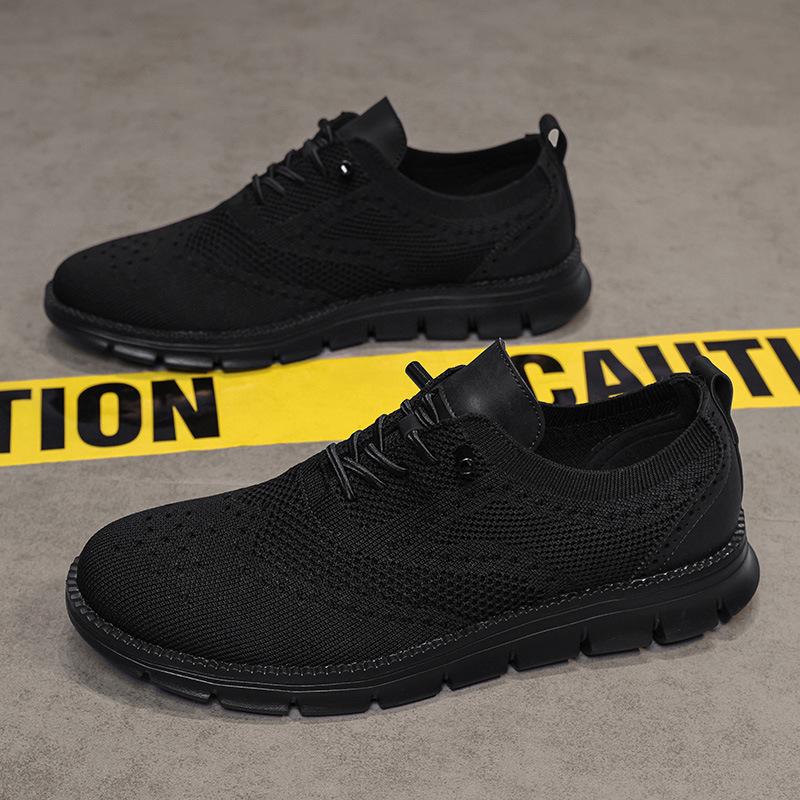 2025 foreign trade British style men's shoes spring and summer breathable sports shoes fly-woven mesh shoes large size 48 size running shoes