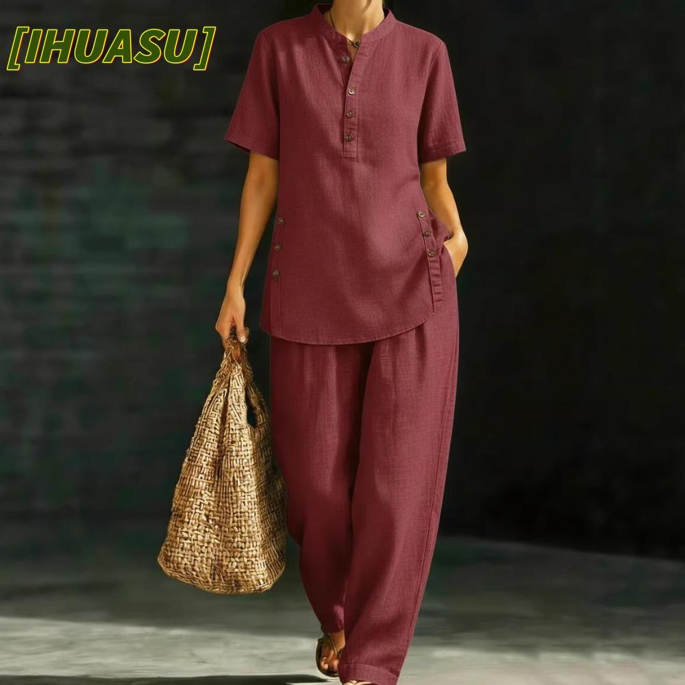 IHUASU Completi Pantalone Casual Moda Donna Manica Lunga Scollo a V