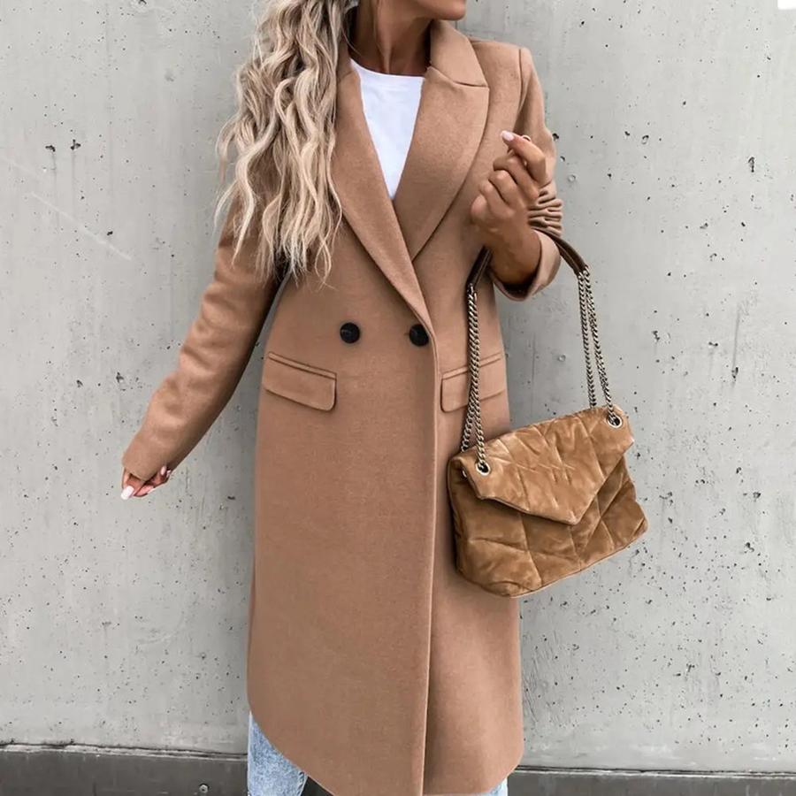 Women's Thick Wool Overcoat Windbreaker Long Sleeve Coat for Autumn/Winter