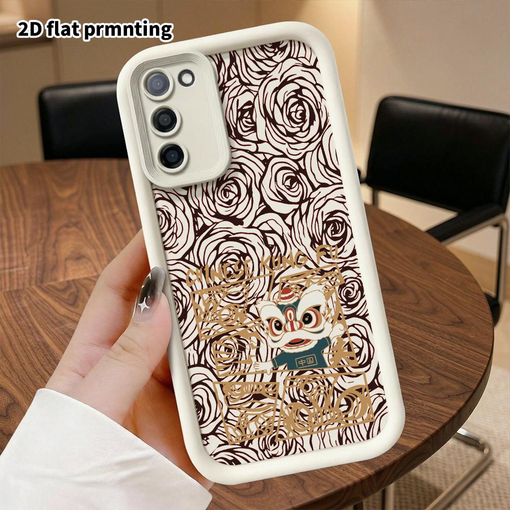 Phone Case: 2D Flat Samsung Galaxy A34 A35 M05 M06 S20 S22 S21 FE Plus 5G Protective Case, Gold Frame, Christmas and Halloween Gift