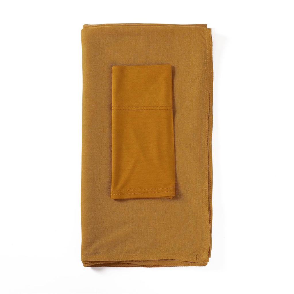 Ensemble Écharpe et Bonnet en Rayonne-Coton: Grand Écharpe + Chapeau Tube à Bord Large Assorti