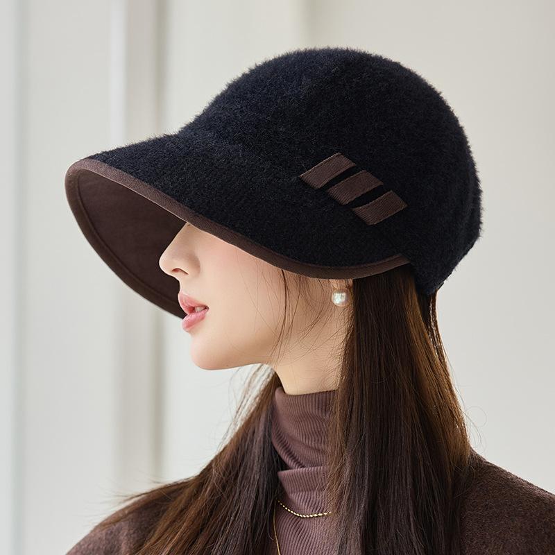 Autumn and Winter Fashion Retro Equestrian Hat Casual Versatile Plus Velvet Warm Baseball Cap Big Head Circumference British Style Windproof Basin Hat