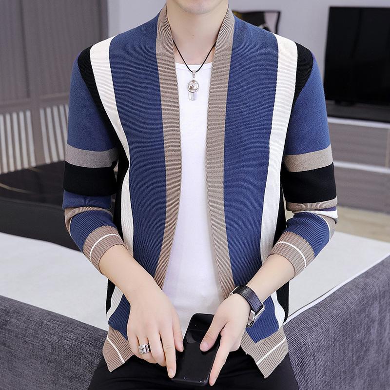 Spring and Autumn Hot Sale, Men's Knitted Sweater Jacket Casual Trend Versatile Thin Cardigan Sweater, Men's Jacket Outside