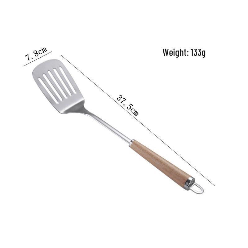 ZISIZ 304 Stainless Steel Beech Wood Kitchen Utensil Set