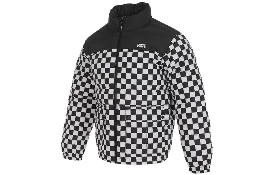 Vans Down Jackets Men s Black White Plaid Stand Collar Thickened Other VN000FCMCEX M