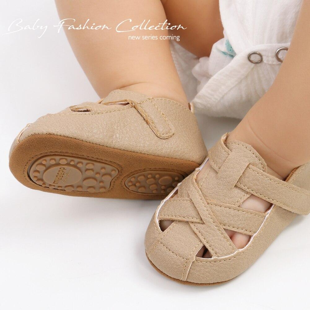 Letnie niemowlę dziecięce PU skórzane sandały Babe chłopcy dziewczęta miękkie antypoślizgowe obuwie na plażę dziecięce Prewalkers pierwsze buty do chodzenia 0-18M