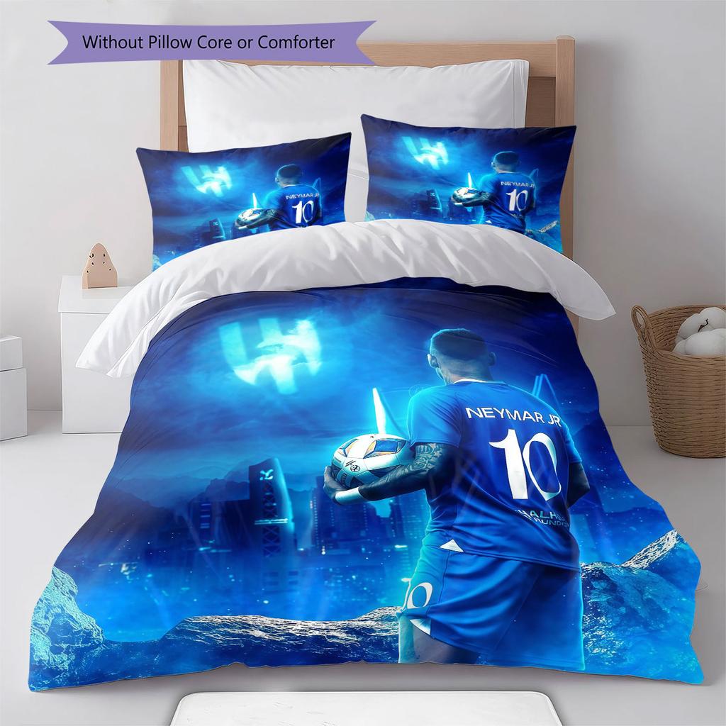 Al-Hilal Saudi FC Pattern Bedding,Quilt Set Quilt Cover Pillowcase Home Birthday Gift(1 * duvet cover + 2 * pillowcase, without core)