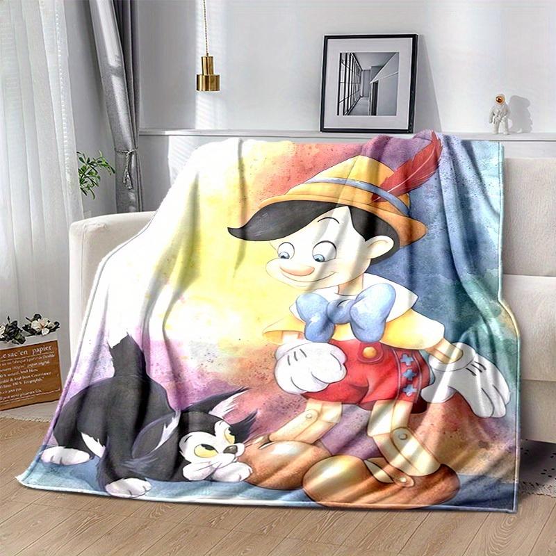 1pc, Pinocchio and Figaro: A Magical Home Décor Adventure with Cozy Blankets! Perfect as a Gift, this Flannel Throw is Ideal for Bedroom