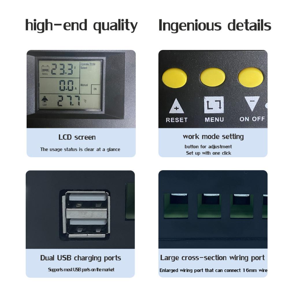 30A/ 60A/100A MPPT Solar controller 12V 24V 36V 48V AUTO Battery Charger with LCD