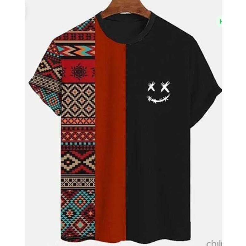 Short-sleeved T-shirt Printing Process Can Be Worn Inside and Outside, Loose Stripes
