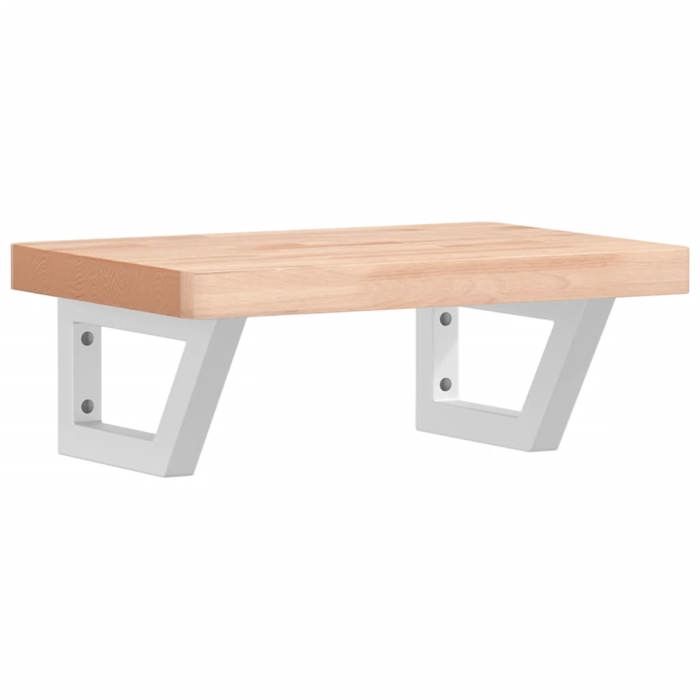 VidaXL Wall-mounted Washbasin Shelf Steel and Solid Beech Wood, Floating Washbasin Shelf, Washbasin Shelf To Place 3302326