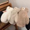 Winter Riding Plus Velvet Thickened Warm and Cold-proof Lamb Velvet Bear Label Cute Gloves for Women Halter Neck Student Gloves