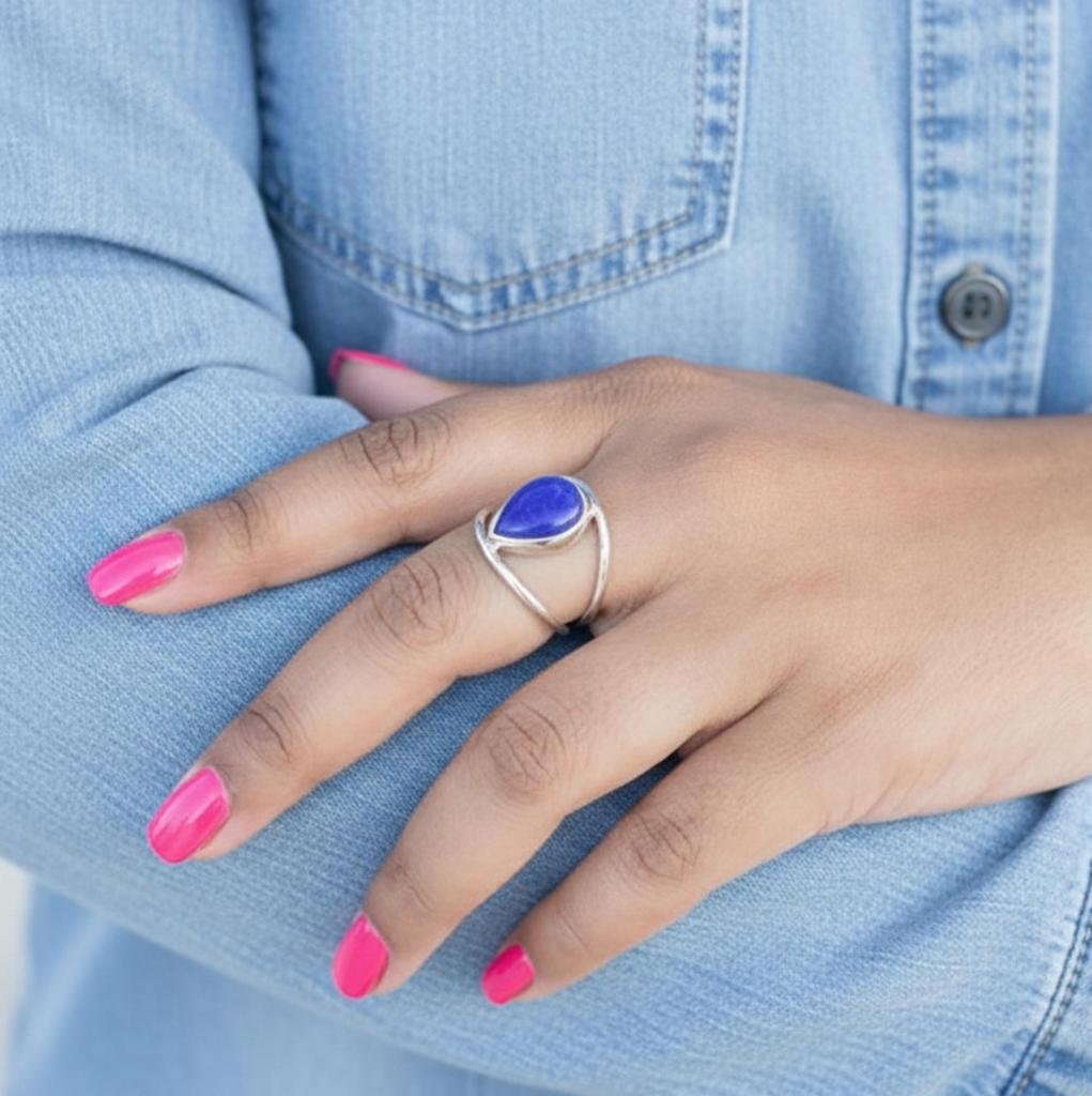 Lapis Lazuli Stacking Ring, 925 Sterling Silver Jewelry, Boho Minimalist Statement Ring for Women, Gift for Her