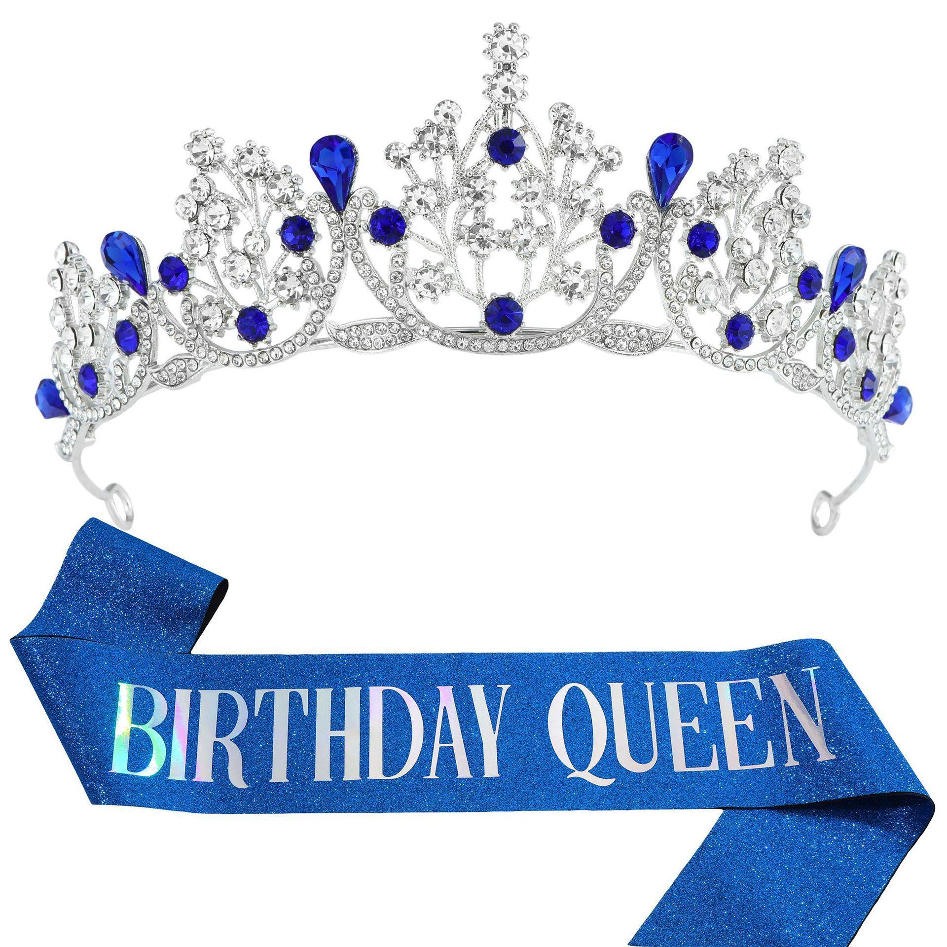 

New Birthday Party Crown Straps Rose Gold Queen Suit Party Decoration Headdress