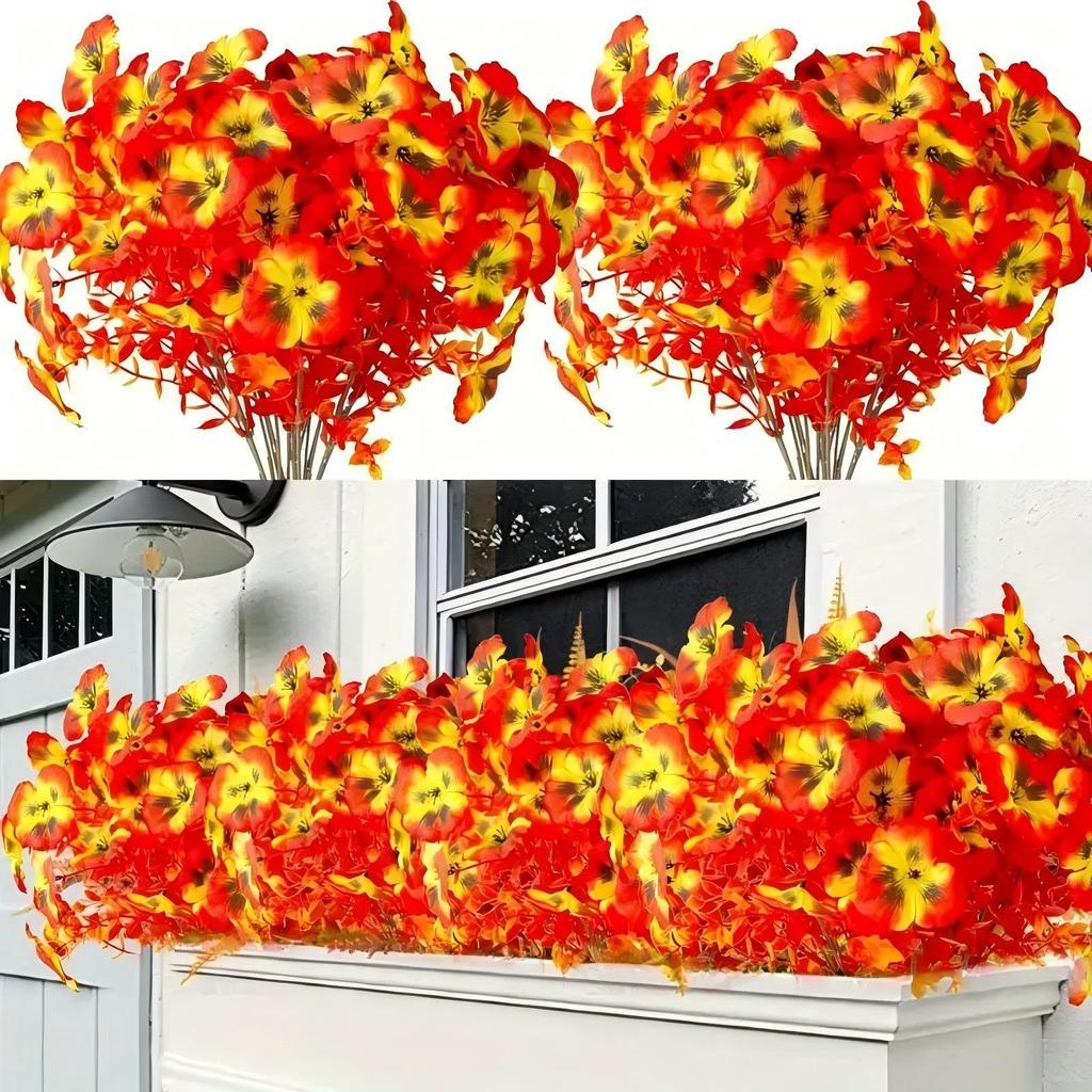 Autumn Eucalyptus and Pansy Phalaenopsis Artificial Flowers for Outdoor Courtyard Decor.