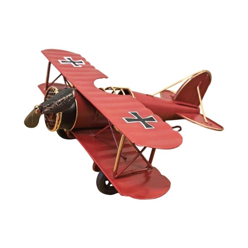 652F Metal Iron Aircraft Biplane Model Hanging Plane Handicraft Ornament Photo Props