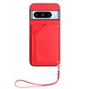 For Google Pixel 8 Pro Case Card Holder Kickstand Skin-Touch Phone Cover with Wrist Strap